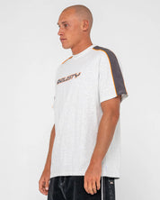 RUSTY ALONSO GRAPHIC PANEL TEE – MENS TWO TONE RETRO SURF T-SHIRT WHITE NAVY