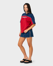 RUSTY ARCHIVED OPS OVERSIZED TEE – CRANBERRY / NAVY