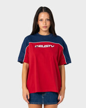 RUSTY ARCHIVED OPS OVERSIZED TEE – CRANBERRY / NAVY