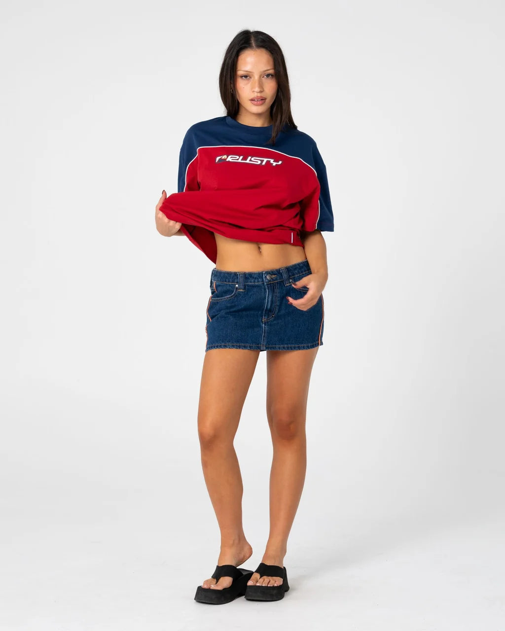 RUSTY ARCHIVED OPS OVERSIZED TEE – CRANBERRY / NAVY