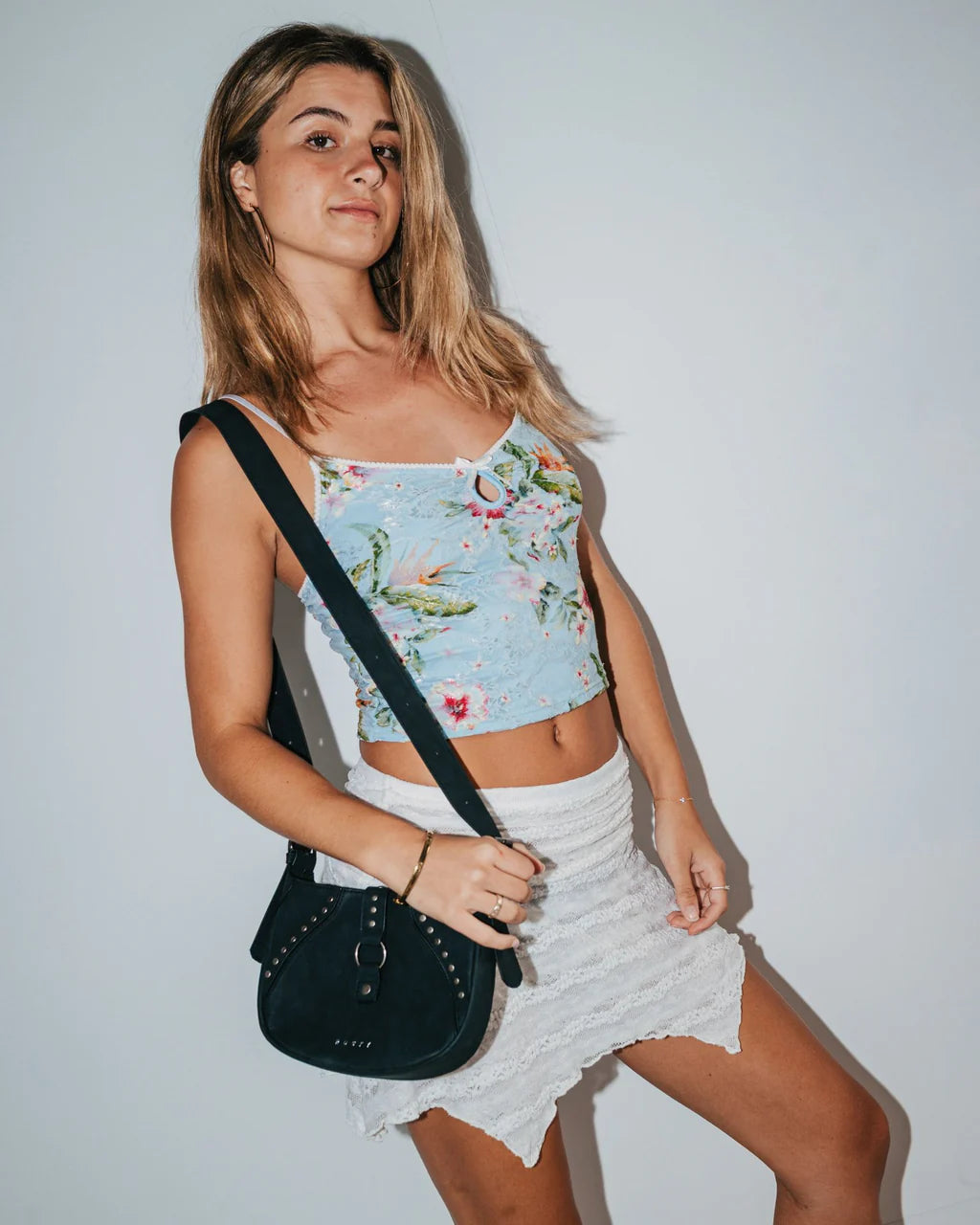 RUSTY BALLAD FAUX SUEDE HANDBAG – BLACK