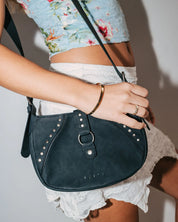 RUSTY BALLAD FAUX SUEDE HANDBAG – BLACK