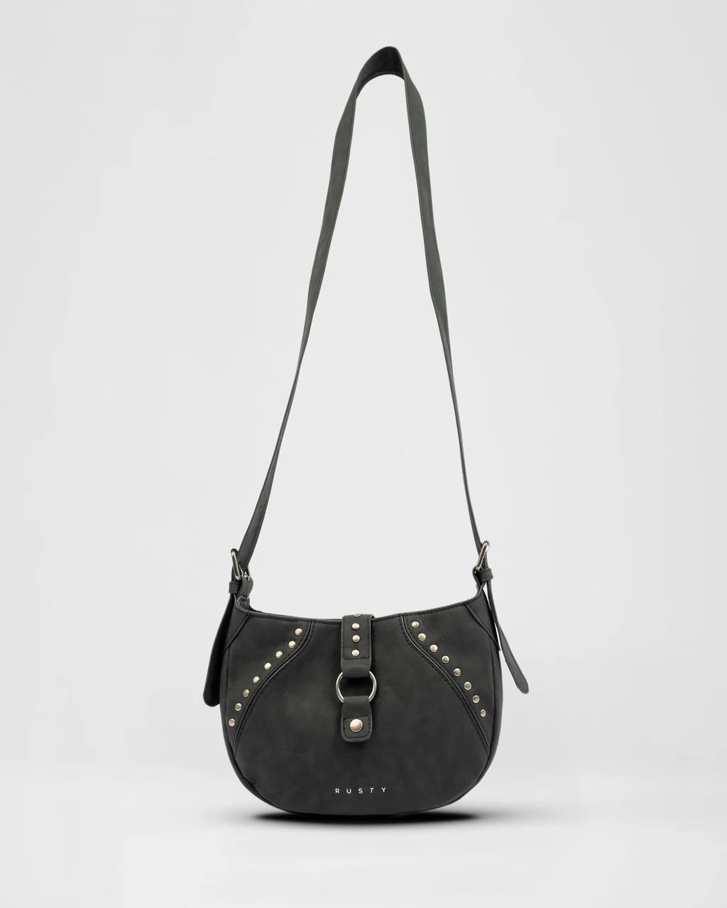 RUSTY BALLAD FAUX SUEDE HANDBAG – BLACK