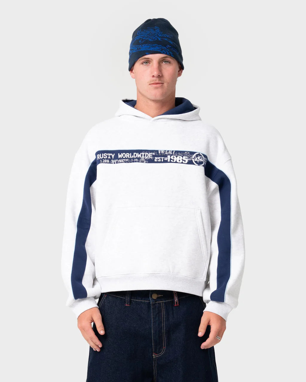 RUSTY BIG TICKET CROPPED FLEECE HOODIE – ECRU MARLE
