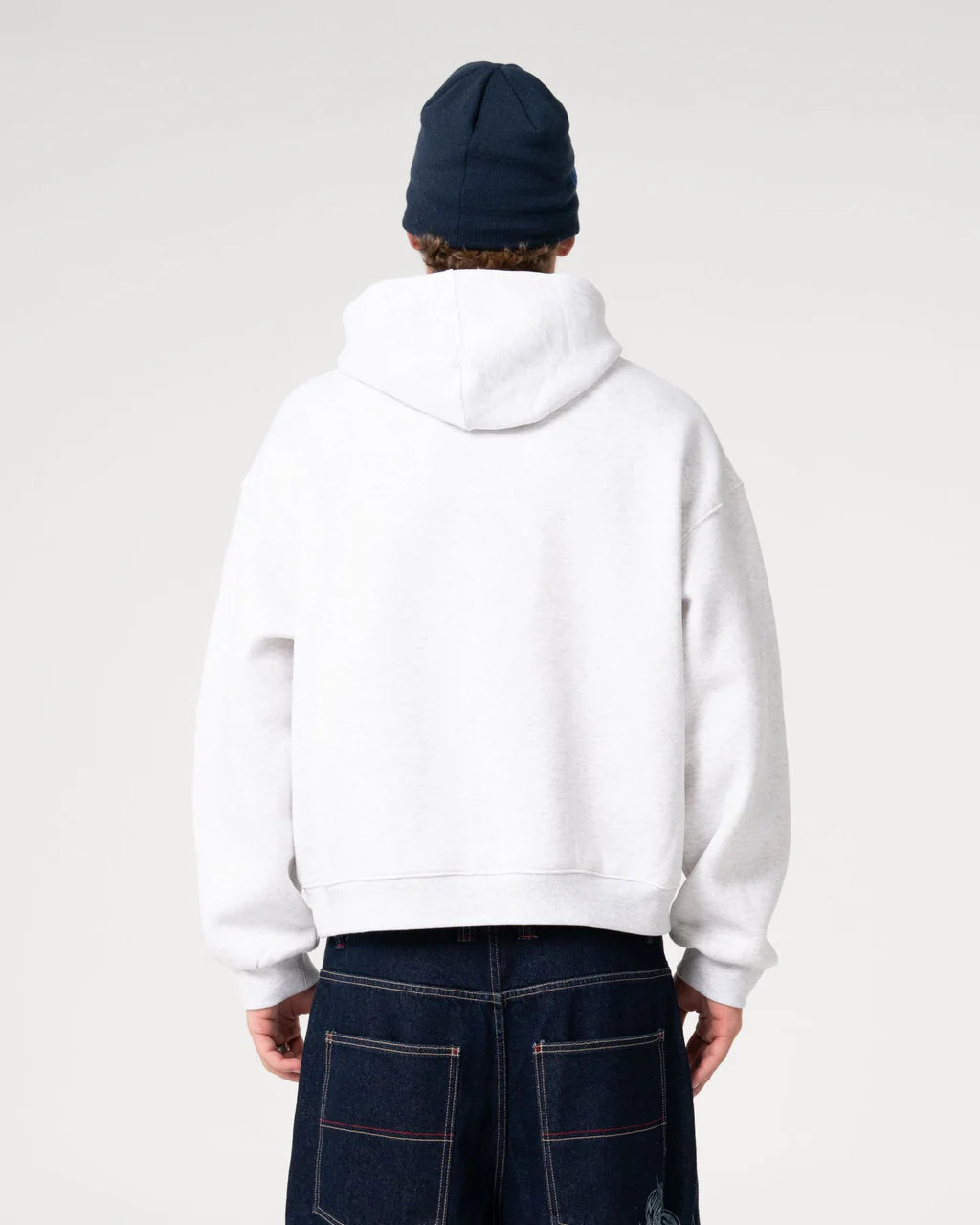 RUSTY BIG TICKET CROPPED FLEECE HOODIE – ECRU MARLE