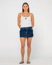 RUSTY BILLIE LOW RISE DENIM MINI SKIRT WOMENS Y2K STYLE – INDIGO