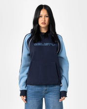 RUSTY BLACK SPLICE OVERSIZED FLEECE HOODIE – NAVY / BLUE