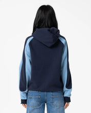 RUSTY BLACK SPLICE OVERSIZED FLEECE HOODIE – NAVY / BLUE