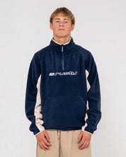 RUSTY BLIZZARD QUARTER ZIP POLAR FLEECE MENS JUMPER NAVY BLUE