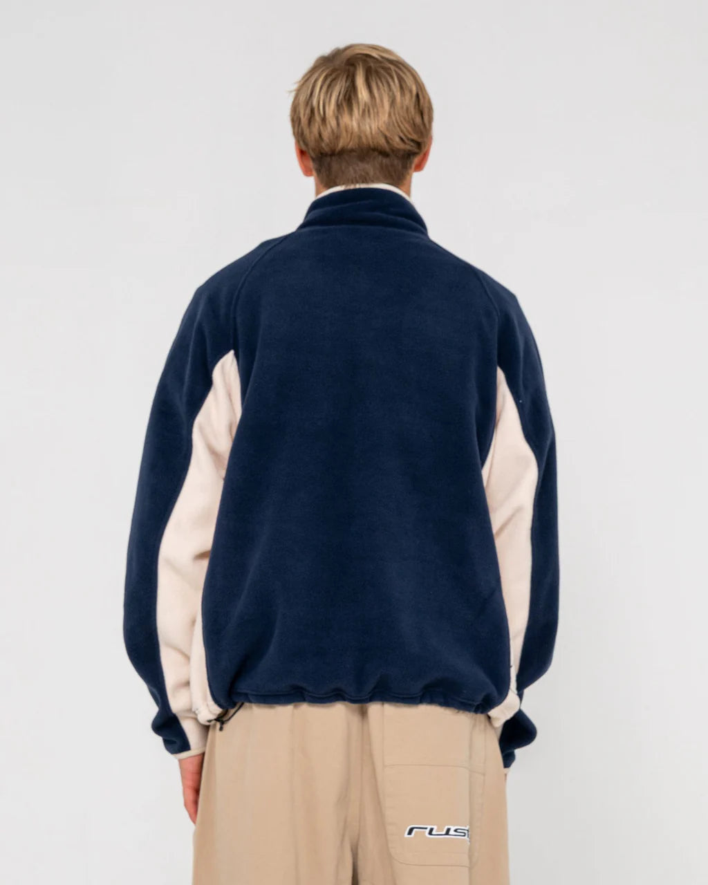 RUSTY BLIZZARD QUARTER ZIP POLAR FLEECE MENS JUMPER NAVY BLUE