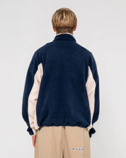 RUSTY BLIZZARD QUARTER ZIP POLAR FLEECE MENS JUMPER NAVY BLUE
