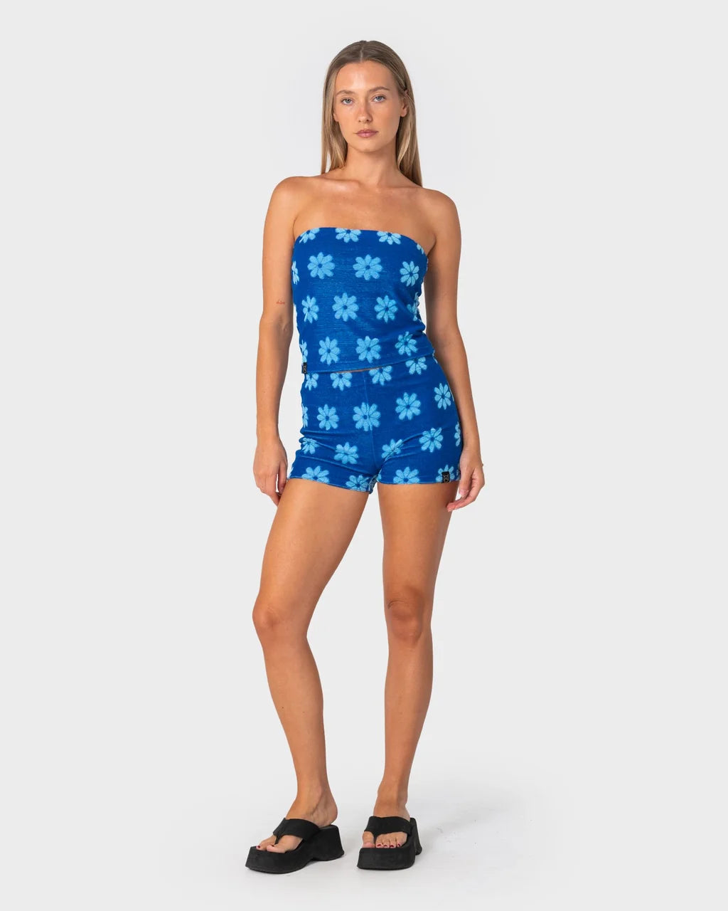 RUSTY BLOOM TOWELLING TUBE TOP – ROYAL BLUE / BLUE