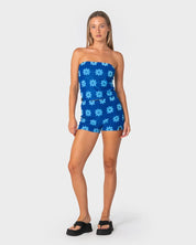 RUSTY BLOOM TOWELLING TUBE TOP – ROYAL BLUE / BLUE