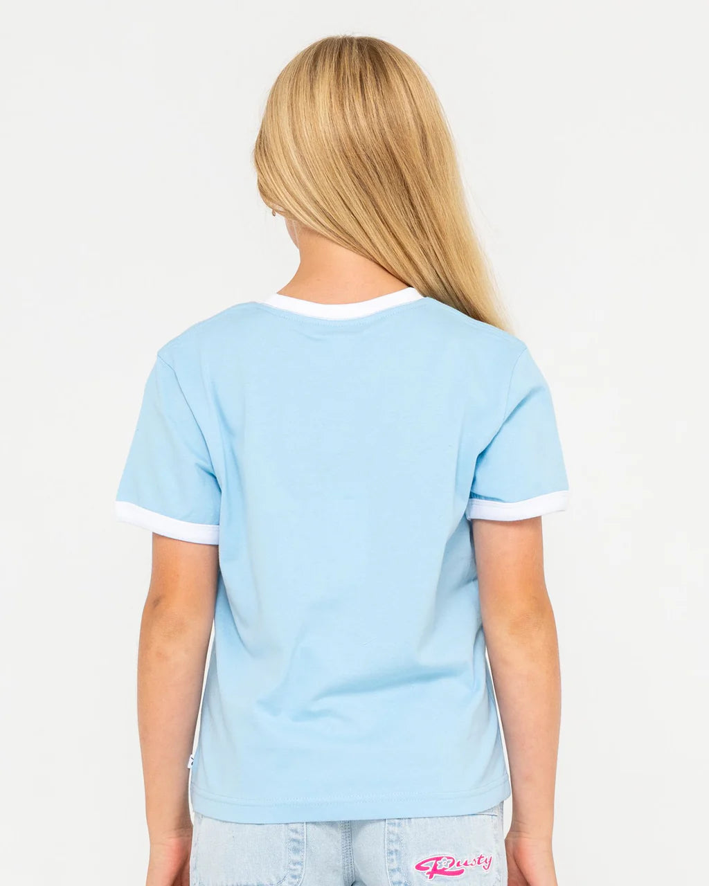 RUSTY BOBBIE OVERSIZED TEE – GIRLS RETRO SURF STYLE GRAPHIC TEE RETRO BLUE