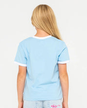 RUSTY BOBBIE OVERSIZED TEE – GIRLS RETRO SURF STYLE GRAPHIC TEE RETRO BLUE