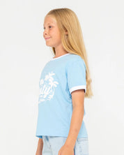 RUSTY BOBBIE OVERSIZED TEE – GIRLS RETRO SURF STYLE GRAPHIC TEE RETRO BLUE