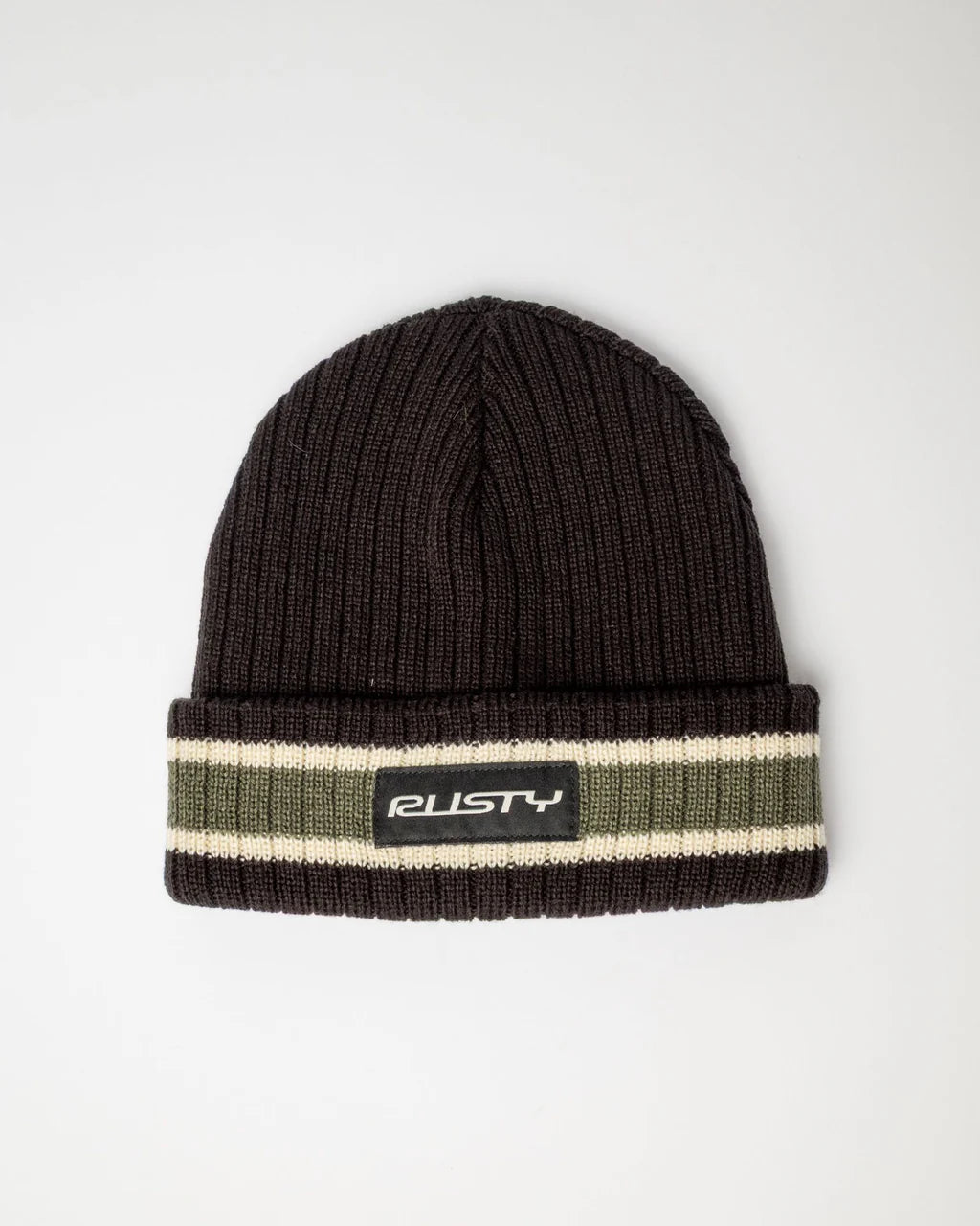 RUSTY BONES REVERSIBLE BEANIE WOMENS KNIT WINTER BEANIE 2 IN 1 SHADOW ARMY