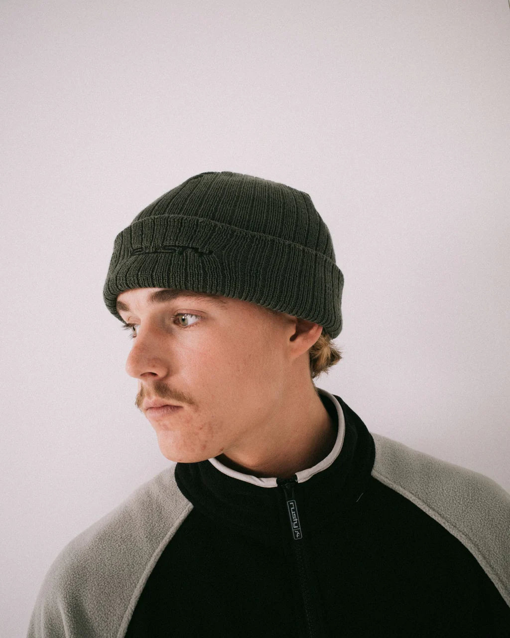 RUSTY BONES REVERSIBLE BEANIE WOMENS KNIT WINTER BEANIE 2 IN 1 BLACK