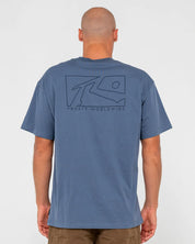 RUSTY BOXED OUT GRAPHIC TEE – MENS CLASSIC COTTON SURF LOGO T-SHIRT CHINA BLUE