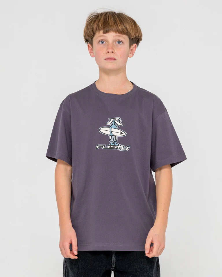 RUSTY BOYS DR. DOT SHORT SLEEVE TEE CASUAL SURF T-SHIRT – COAL