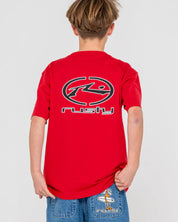 RUSTY BOYS TURBO SHORT SLEEVE TEE CASUAL SURF T-SHIRT – VINTAGE RED