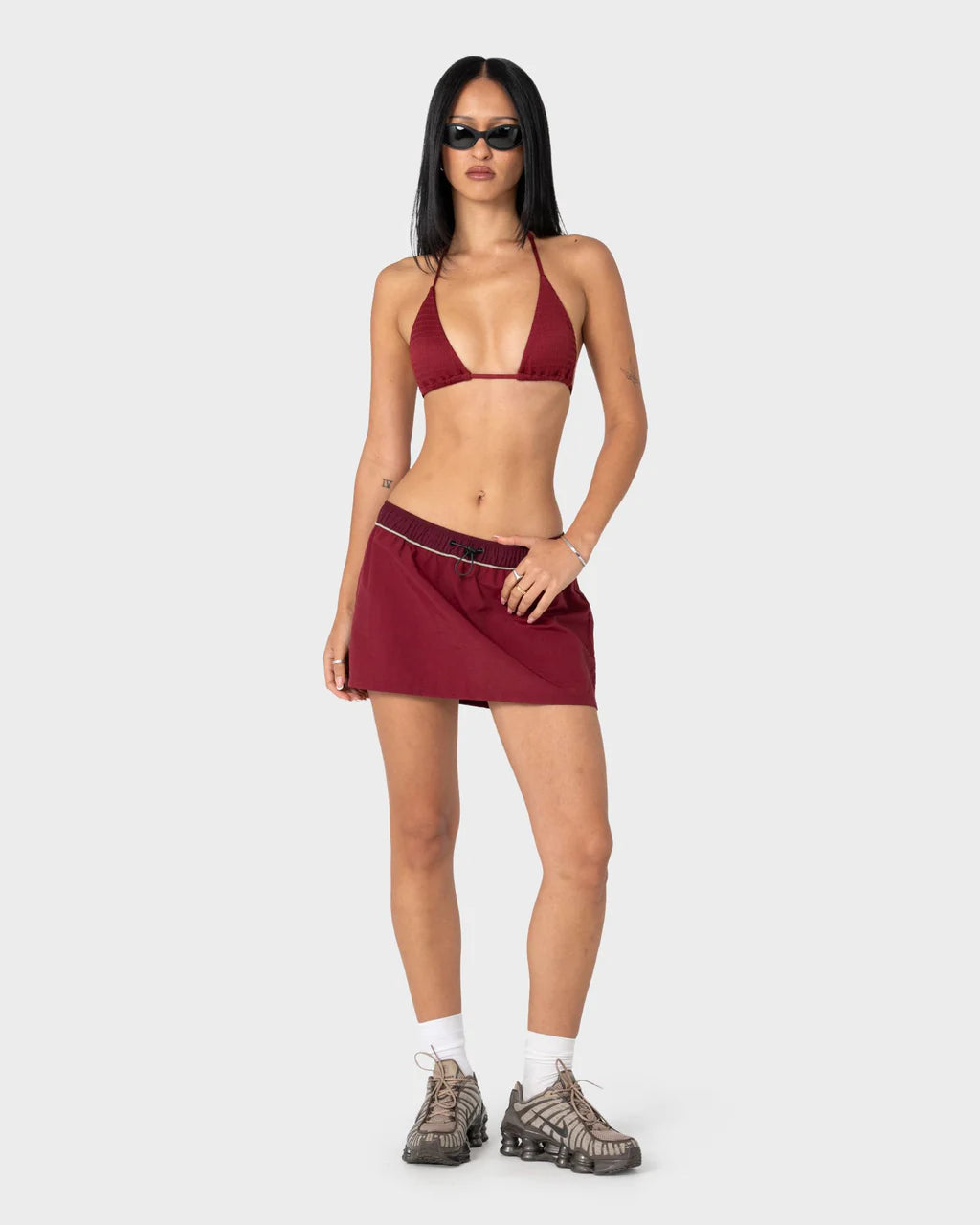 RUSTY BREEZY WIND CHEATER MINI SKIRT – CRANBERRY