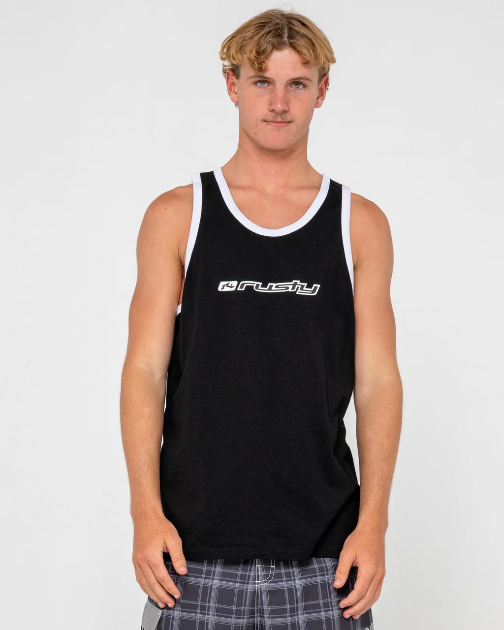 RUSTY BRIGHT TANK – MENS SLEEVELESS COTTON SURF STREET MUSCLE TOP BLACK