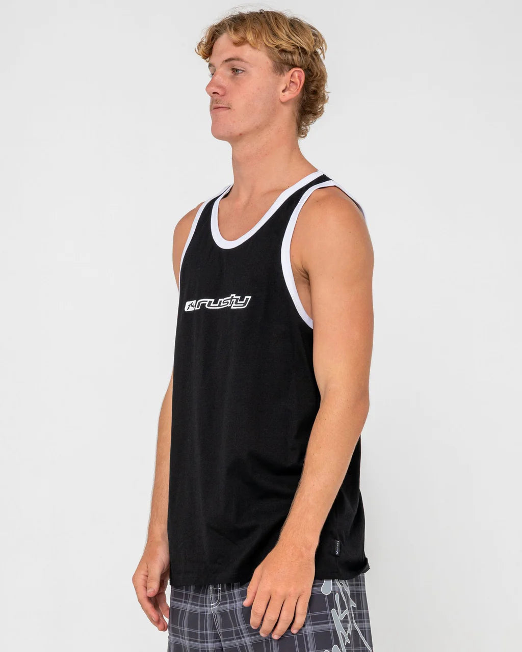 RUSTY BRIGHT TANK – MENS SLEEVELESS COTTON SURF STREET MUSCLE TOP BLACK