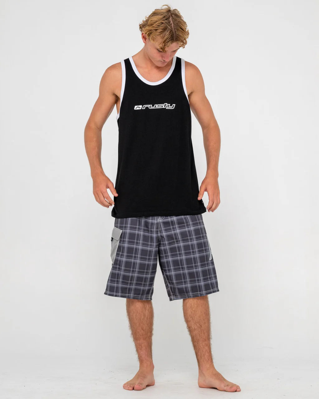 RUSTY BRIGHT TANK – MENS SLEEVELESS COTTON SURF STREET MUSCLE TOP BLACK