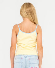 RUSTY BRITNEY TANK – GIRLS COTTON RIBBED SUMMER SINGLET TOP PALE BANANA