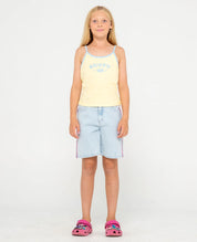 RUSTY BRITNEY TANK – GIRLS COTTON RIBBED SUMMER SINGLET TOP PALE BANANA