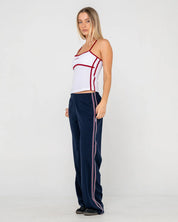 RUSTY BROTHER BRONSON LOW RISE TRACKPANT WOMENS BAGGY STREETWEAR PANTS NAVY BLUE