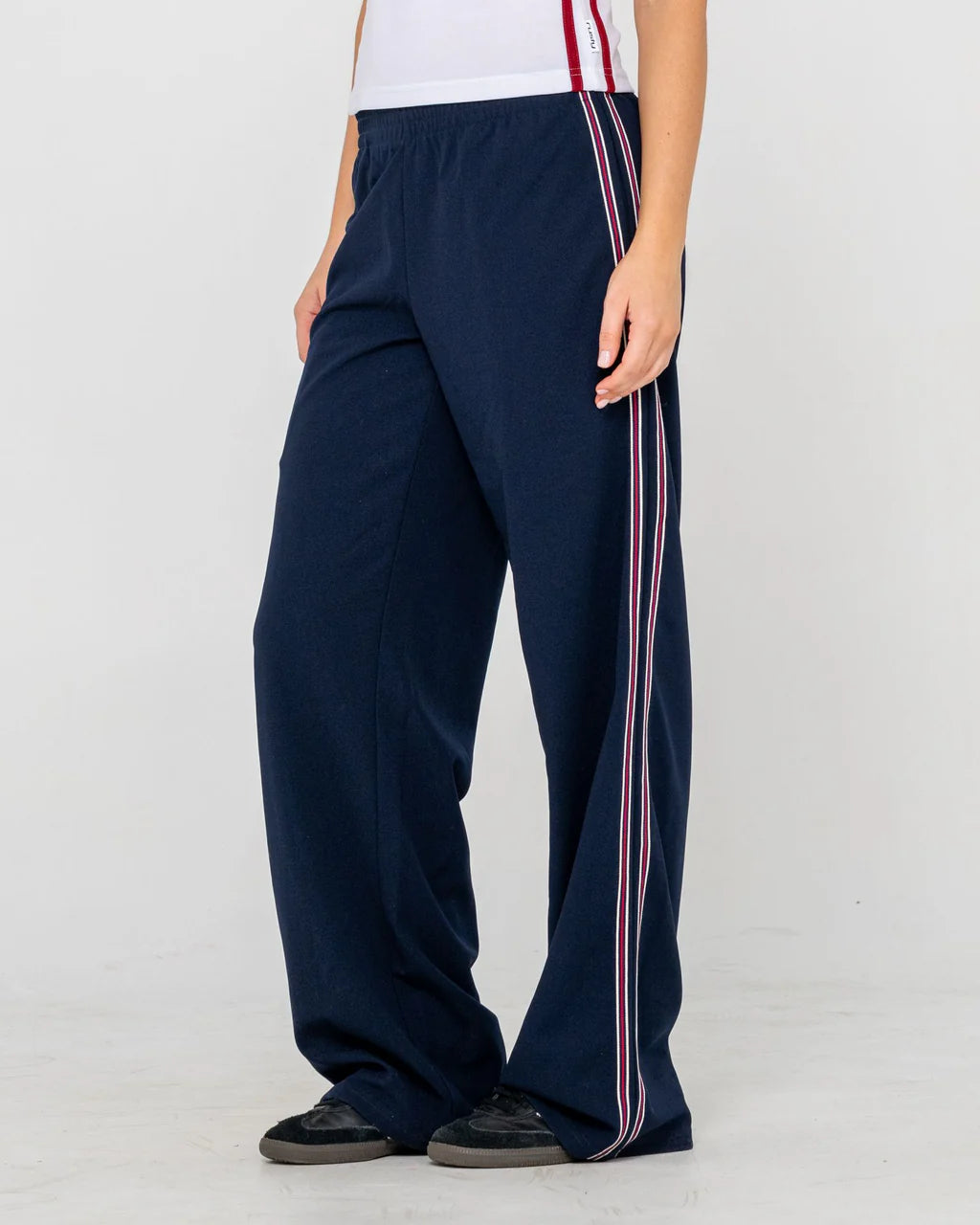 RUSTY BROTHER BRONSON LOW RISE TRACKPANT WOMENS BAGGY STREETWEAR PANTS NAVY BLUE