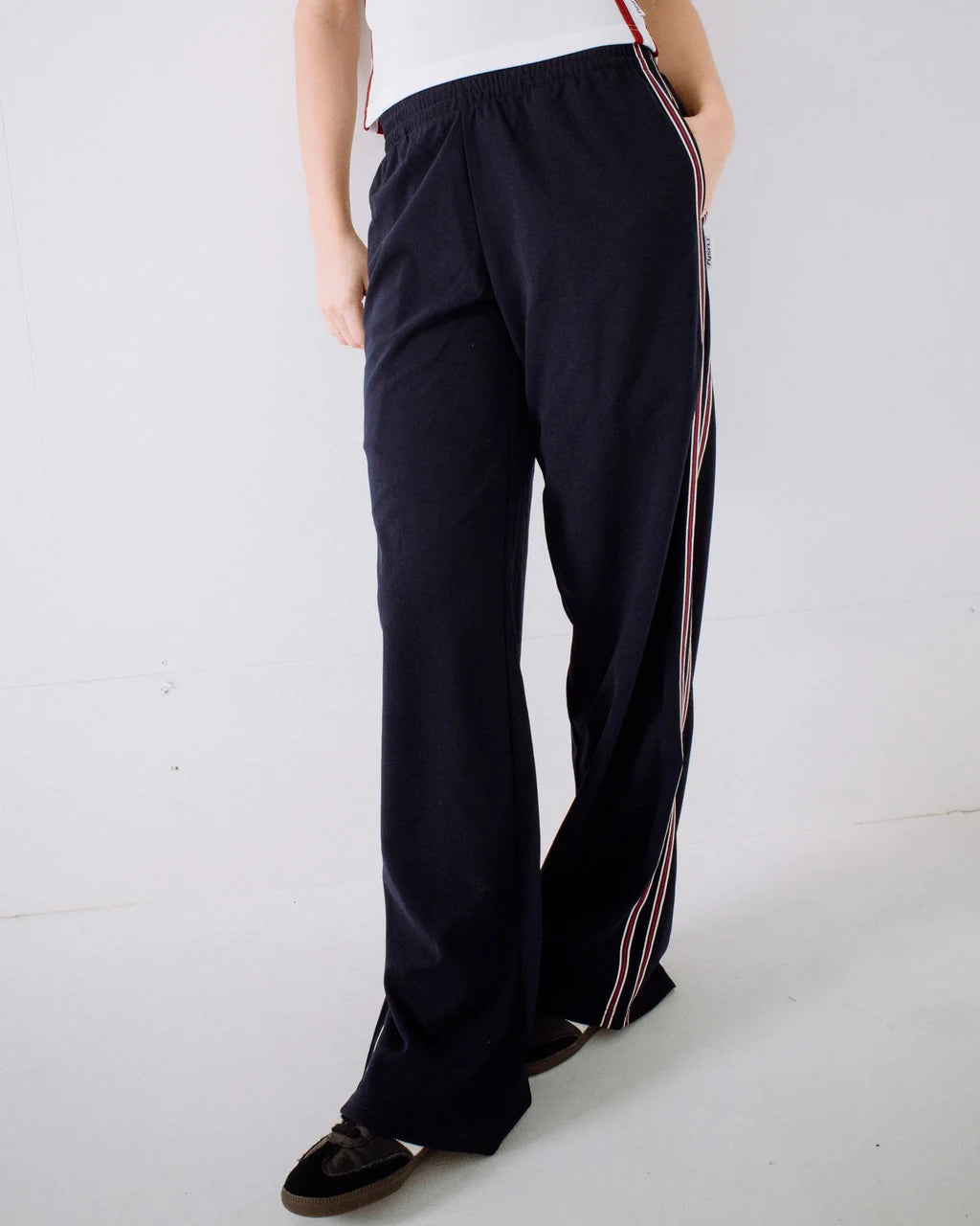 RUSTY BROTHER BRONSON LOW RISE TRACKPANT WOMENS BAGGY STREETWEAR PANTS NAVY BLUE