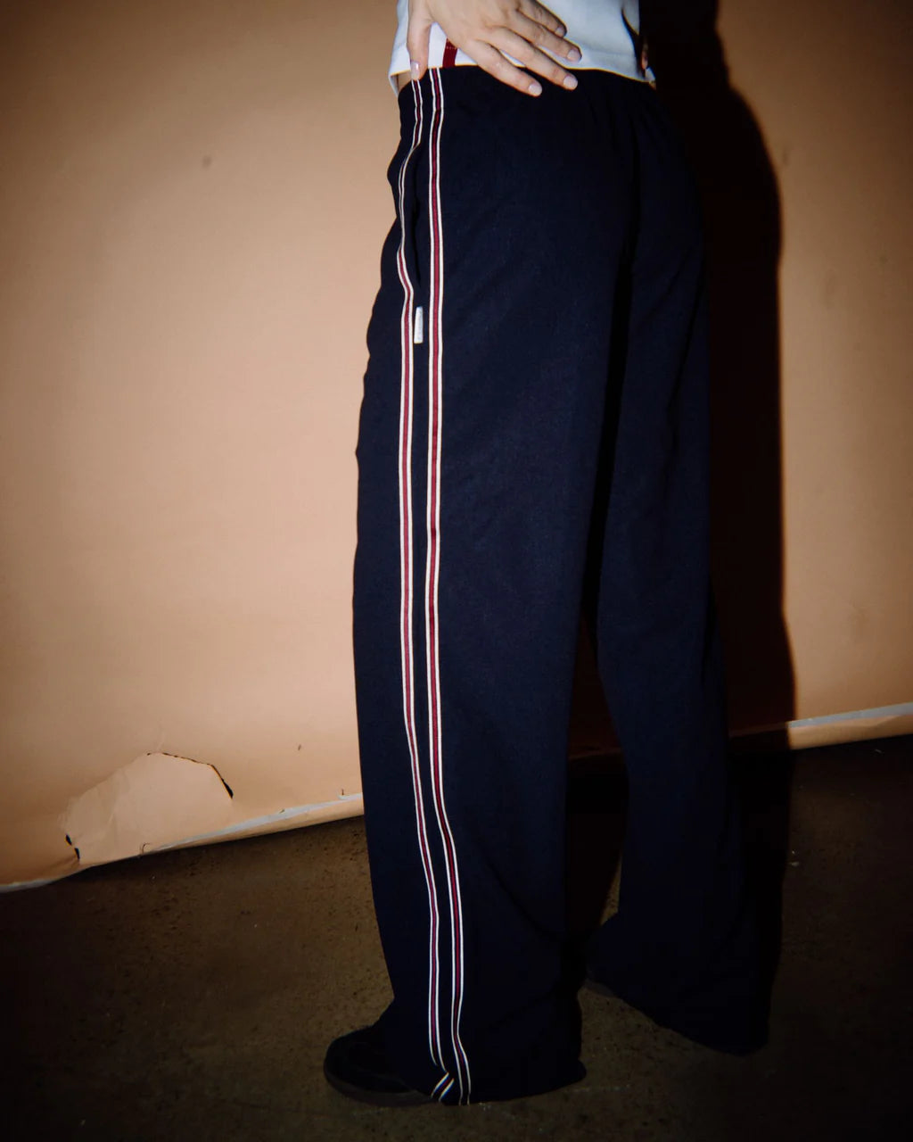 RUSTY BROTHER BRONSON LOW RISE TRACKPANT WOMENS BAGGY STREETWEAR PANTS NAVY BLUE