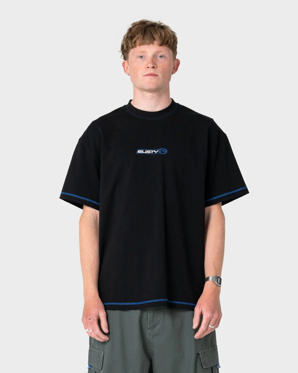 RUSTY BUS DOWN GRAPHIC TEE – BLACK