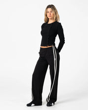 RUSTY BUTTON UP LONG SLEEVE TOP – BLACK