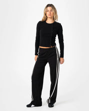 RUSTY BUTTON UP LONG SLEEVE TOP – BLACK