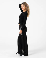 RUSTY BUTTON UP LONG SLEEVE TOP – BLACK