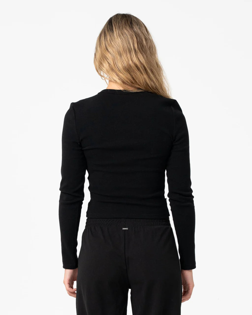 RUSTY BUTTON UP LONG SLEEVE TOP – BLACK