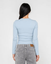RUSTY BUTTON UP LONG SLEEVE TOP WOMENS SHIRT STREETWEAR BLOUSE RETRO BLUE