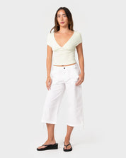 RUSTY CAMERON LOW RISE RELAXED CAPRI PANT – WHITE