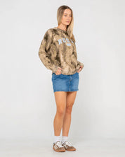 RUSTY CAMOOZY CAMO KNITTED CREW WOMENS KNIT JUMPER CAMO