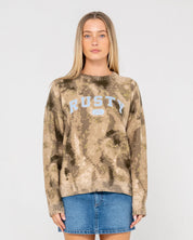RUSTY CAMOOZY CAMO KNITTED CREW WOMENS KNIT JUMPER CAMO