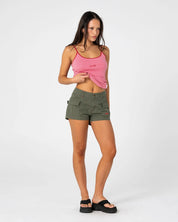 RUSTY CANDY STRIPE CAMI SINGLET – PINK / RED STRIPE