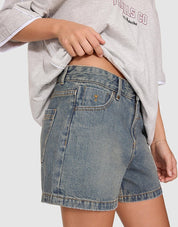 THRILLS CARA MID RISE SHORT – MID DIRTY FADED BLUE