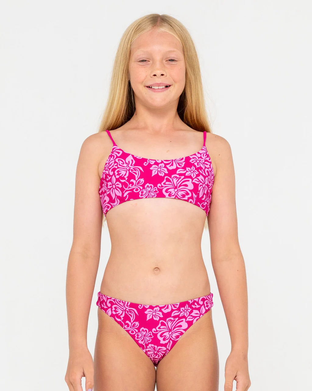 RUSTY CARBO FLORAL BIKINI SET – GIRLS TWO PIECE SWIMWEAR CARBO PINK PRINT