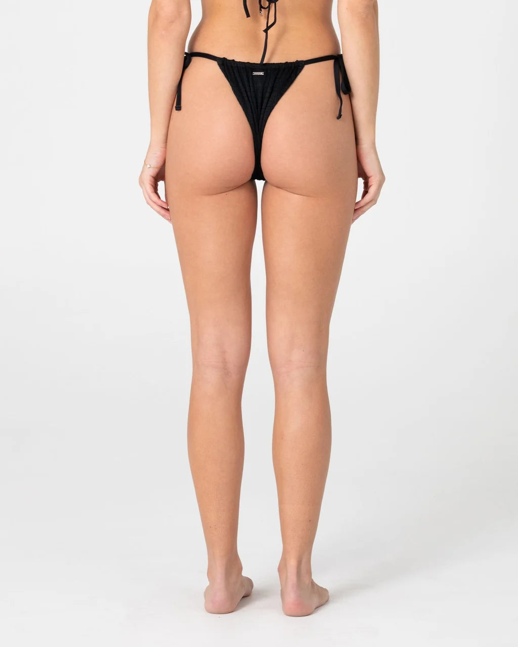 RUSTY CEDAR SIDE TIE CHEEKY BIKINI BOTTOM – BLACK
