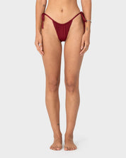 RUSTY CEDAR SIDE TIE CHEEKY BIKINI BOTTOM – CRANBERRY