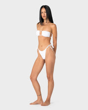 RUSTY CEDAR SIDE TIE CHEEKY BIKINI BOTTOM – WHITE